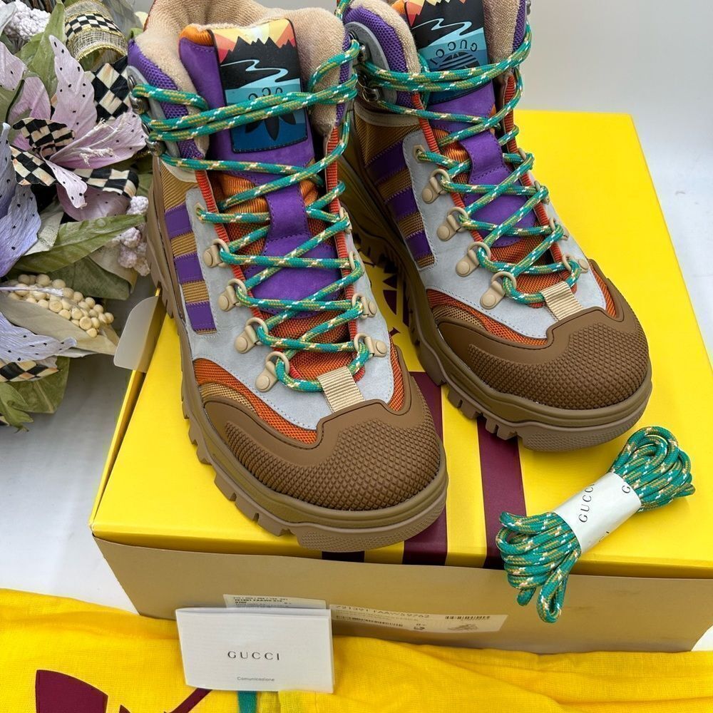 Men’s Gucci X Adidas Lace up  boots size 8.5 made in Italy - Picture 2 of 10